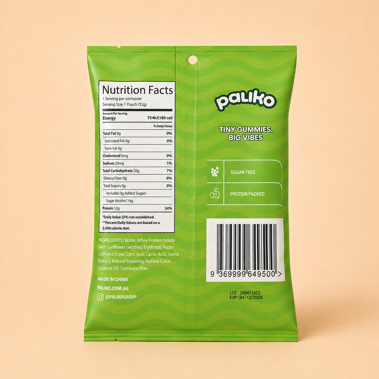 Paliko Green Apple Protein Gummies - 10 Pack